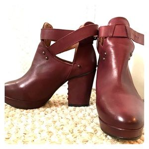 TopShop Bordeaux Leather Ankle Boots